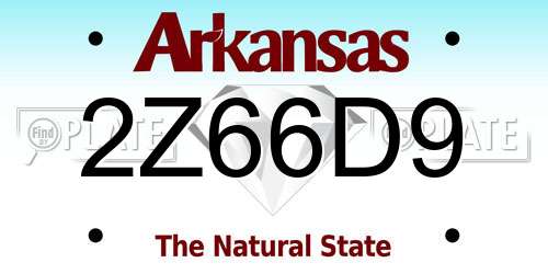 2Z66D9 Arkansas License Plate