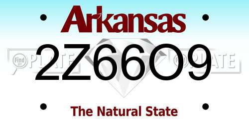 2Z66O9 Arkansas License Plate