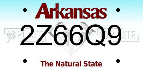 2Z66Q9 Arkansas License Plate
