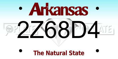 2Z68D4 Arkansas License Plate