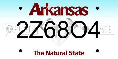 2Z68O4 Arkansas License Plate