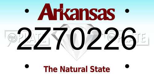2Z70226 Arkansas License Plate