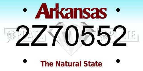 2Z70552 Arkansas License Plate