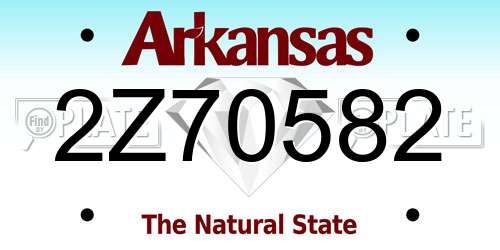 2Z70582 Arkansas License Plate