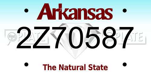 2Z70587 Arkansas License Plate