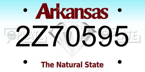 2Z70595 Arkansas License Plate