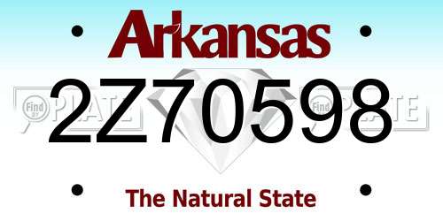 2Z70598 Arkansas License Plate