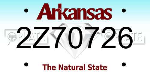 2Z70726 Arkansas License Plate