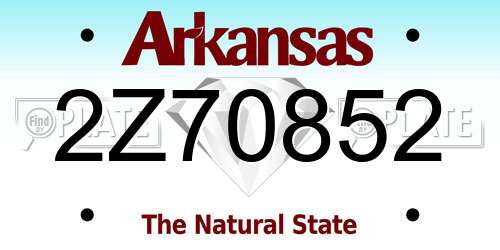 2Z70852 Arkansas License Plate