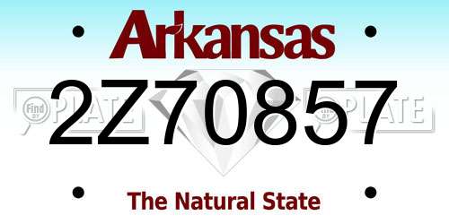 2Z70857 Arkansas License Plate