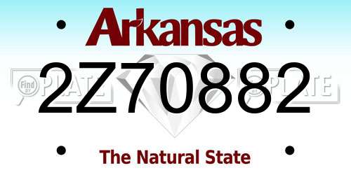 2Z70882 Arkansas License Plate