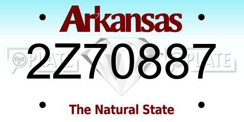 2Z70887 Arkansas License Plate