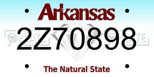 2Z70898 Arkansas License Plate
