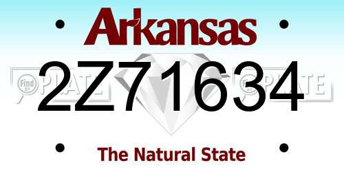 2Z71634 Arkansas License Plate