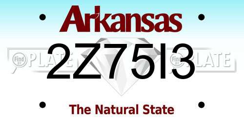 2Z75I3 Arkansas License Plate