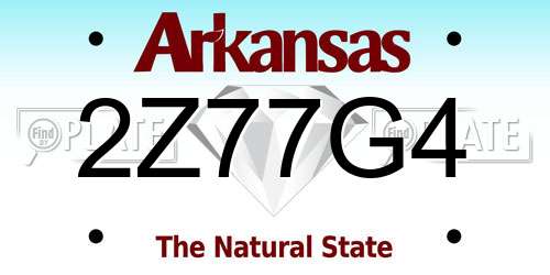 2Z77G4 Arkansas License Plate