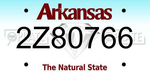2Z80766 Arkansas License Plate