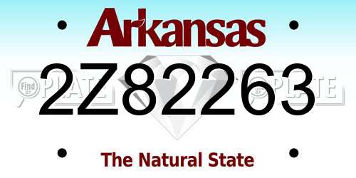 2Z82263 Arkansas License Plate