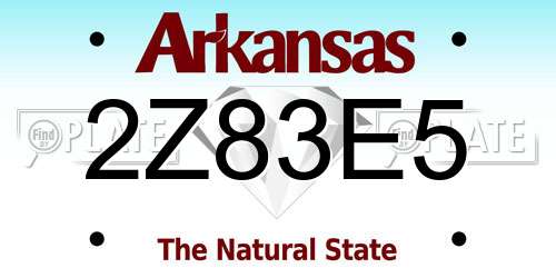 2Z83E5 Arkansas License Plate