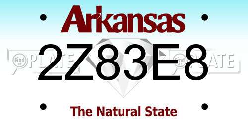 2Z83E8 Arkansas License Plate
