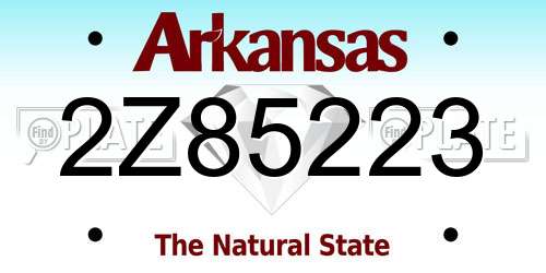 2Z85223 Arkansas License Plate
