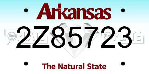 2Z85723 Arkansas License Plate