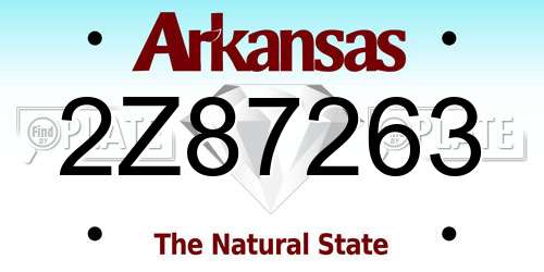 2Z87263 Arkansas License Plate