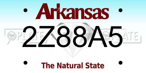 2Z88A5 Arkansas License Plate