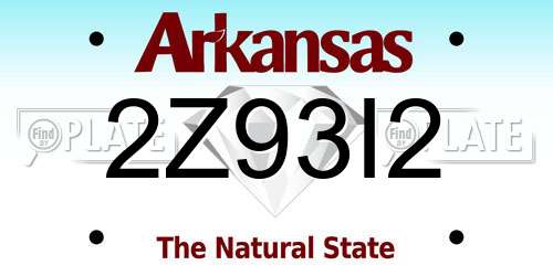 2Z93I2 Arkansas License Plate