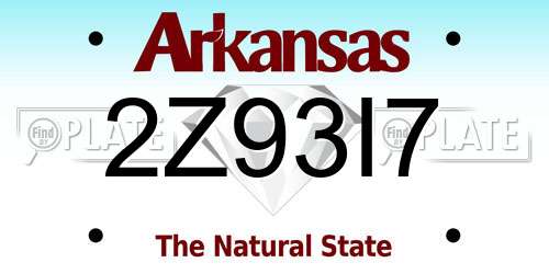 2Z93I7 Arkansas License Plate