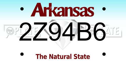2Z94B6 Arkansas License Plate