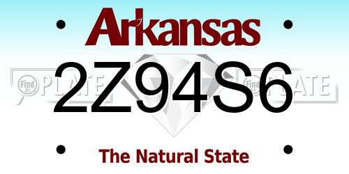2Z94S6 Arkansas License Plate