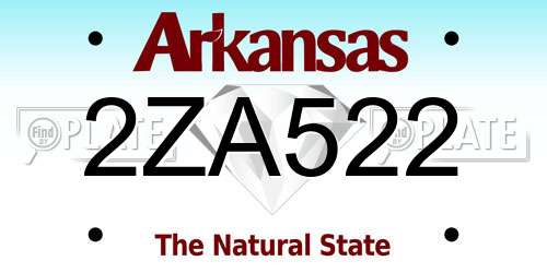 2ZA522 Arkansas License Plate