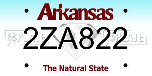 2ZA822 Arkansas License Plate
