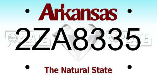 2ZA8335 Arkansas License Plate