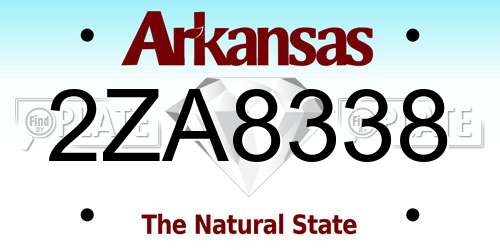 2ZA8338 Arkansas License Plate