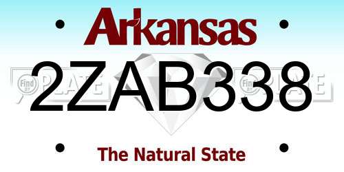 2ZAB338 Arkansas License Plate
