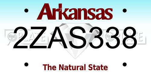 2ZAS338 Arkansas License Plate