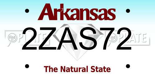 2ZAS72 Arkansas License Plate