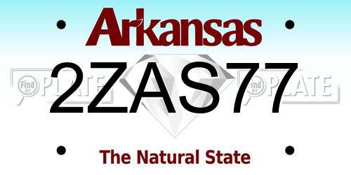 2ZAS77 Arkansas License Plate