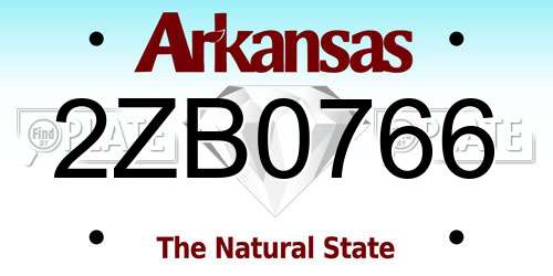 2ZB0766 Arkansas License Plate