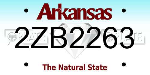 2ZB2263 Arkansas License Plate
