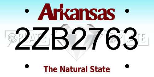 2ZB2763 Arkansas License Plate