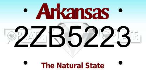 2ZB5223 Arkansas License Plate