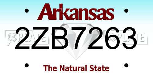 2ZB7263 Arkansas License Plate