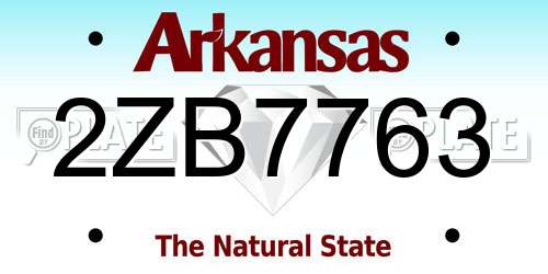 2ZB7763 Arkansas License Plate