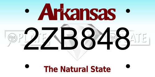 2ZB848 Arkansas License Plate