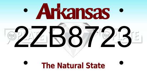 2ZB8723 Arkansas License Plate