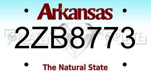 2ZB8773 Arkansas License Plate
