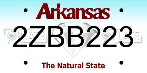 2ZBB223 Arkansas License Plate